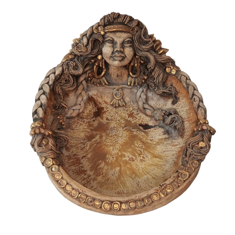 Turtle Sea Goddess Mermaid Pottery Bowl Turtle Shell Shape